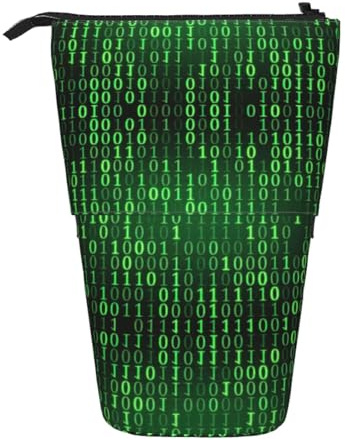 ASFgda Niedliches stehendes Federmäppchen mit Hacker-Era-Druck, Stifthalter, Teleskop-Federmäppchen für Schule, Bürobedarf