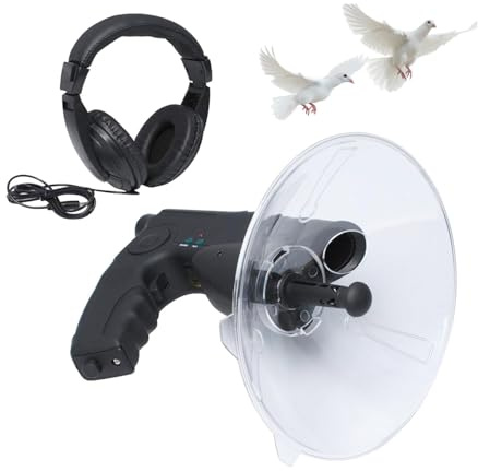Microfono Direzionale Parabolico, Dispositivo di Ascolto a Lunga Distanza 8-200 m, Detective con Auricolari, Ingrandimento 8X, Amplificatore Sonoro, Registrazione per Birdwatching Animali
