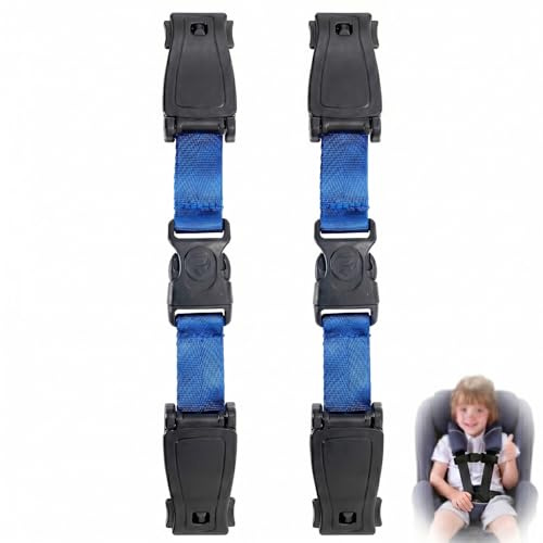2 Pezzi Fibbia Cintura Sicurezza Auto per Bambini, Gancio Antiabbandono Seggiolino Auto, Blocca Cinture Universale per Passeggino e Seggiolone, Ferma Spalle per Cintura di Sicurezza, Blu, 17x3.5cm