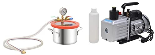 GeenYuu Cámara de vacío de acero inoxidable con 3,7 L de volumen y bomba de 2 niveles, potencia de succión de 4,5 CFM para ventilación, prueba de presión, drenaje de agua y suciedad en casa, jardín