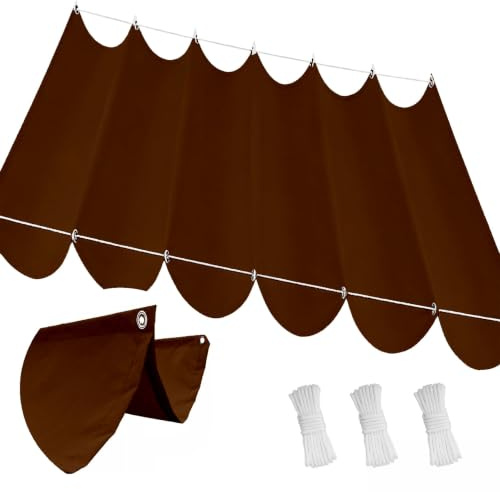Tettoia di Ricambio per Pergola Retrattile 250 x 300 cm Regolabile, Raggi Uv, Impermeabile Pergola Retrattile Scorrevole Incluse Corde, Resistente per Terrazze e Cortili, Marrone