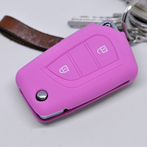 Soft Case Schutz Hülle Auto Schlüssel für Toyota Aygo Citroen C1 Peugeot 108 / Farbe: Rosa