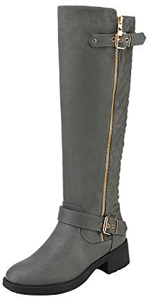 DREAM PAIRS Utah Women's Knee High Riding Boots,Size 5.5,Grey,Utah-W
