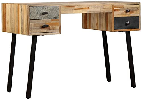 vidaXL Scrivania Legno Massello di Teak Rigenerato Tavolo PC Lavoro Scrittoio