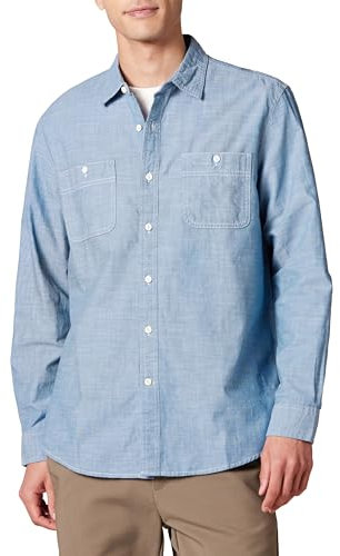Amazon Essentials Men's Regular-Fit Long-Sleeve Chambray Shirt, Blue, XL