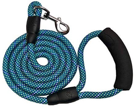 Rope Dog Lead with Soft Padded Handle and Reflective Threads Nylon Durable Dog Leash 6FT For Small Medium Large Dogs (Blue)