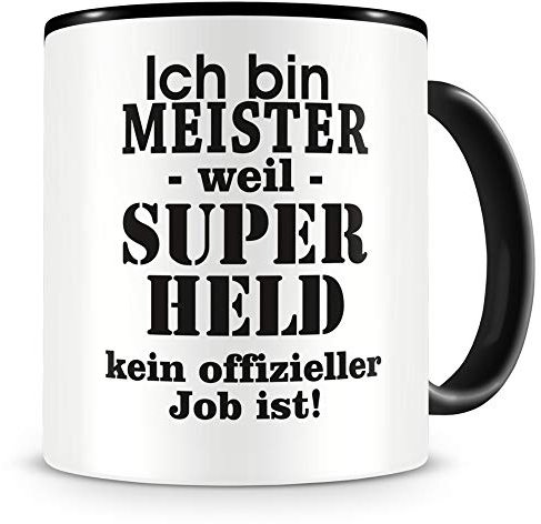 Samunshi® Meister Tasse mit Spruch Geschenk für Meister Mann Frau Kaffeetasse groß Lustige Tassen zum Geburtstag schwarz 300ml