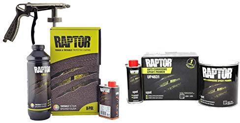 UPOL Raptor Tintable Truck Liner Kit 1L + 1L Epoxy Primer Kit + Underbody Gun U-POL
