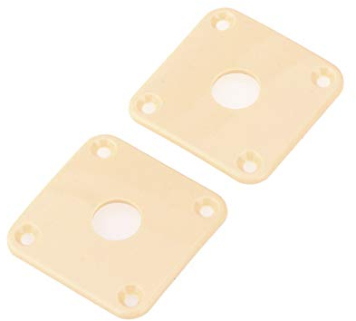 Musiclily Pro Plastic Curved Jack Plate Square Jackplates Compatible with USA Les Paul Epiphone Les Paul Guitar, Cream(Set of 2)