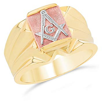 Kleine Schätze Damen Ring Men’s DREI Ton Gold Freimaurer Gold Ring