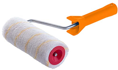 KADAX Paint roller, paint roller, paint roller for wall paint, facade paint, paint roller, short pile, painting supplies with plastic handle, facade roller, paint set, paint roller bracket (25 cm)