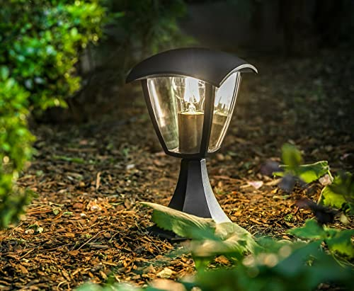 CGC Lighting Black Outdoor Coach Lantern Short Pedestal Post Bollard Light Weatherproof Waterproof Porch Patio Garden Traditional Contemporary