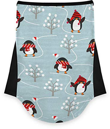 AJINGA Gesichtsbedeckungen, Bandana, Ohrschlaufen, stilvoll, niedliche Pinguine, Schlittschuhe, Weihnachten, Winter, Damen, Halstuch, Gamaschen für Staub, Wind, Motorrad, Herren