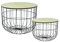 NOOR Handels GmbH 2 TLG. Beistelltisch Set Drahtgestell MDF Metall Rund Couchtisch (Ø 37/31 cm)