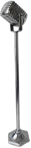 Generisch XL groß Deko Figur Mikrofon Mircrophone Elvis Metall Silber Dekoobjekt Skulptur