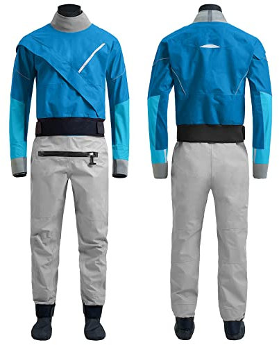 VZKAK Trockenanzug für Männer, Wassersport, Kajak, Paddeln, wasserdicht, blau, S