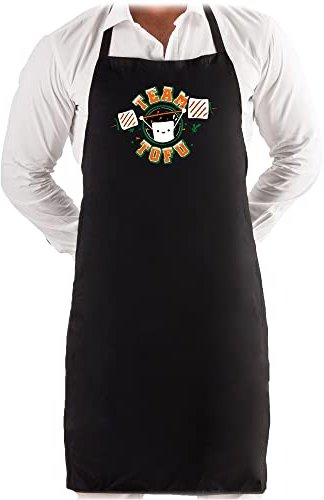 LP&Z Grillschürze für Männer mit Aufdruck, Team Tofu Kochschürze, Lustiges Vatertagsgeschenk, Küchenschürze aus Baumwolle zum Binden, Praktisches Grillzubehör