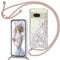 TUUTPU Handyband Hülle für Google Pixel 7 mit Band, Glitzer Treibsand Handyhülle mit Kordel zum Umhängen Transparent Stoßfest Schutzhülle mit Kette Schnur, Quicksand Necklace Case in Roségold