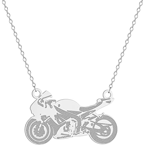 QIAMNI Edelstahl Motorrad Anhänger Halskette Hochglanzpoliert - Modernes, Unisex - Silber - Fashion Jewelry - Motorrad-Fans, Casual, Sonderanlässe
