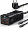 Baseus Caricatore USB C Rapido 100W, GAN Alimentatore Multiplo Type C con 1 presa AC+4 Porte, Caricabatterie Tipo C per iPhone 14 Pro/13/12, MacBook Pro/Air, iPad Pro, Galaxy S23 Ultra/S22, Xiaomi
