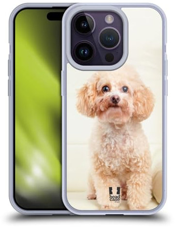 Head Case Designs Sitzender Weisser Pudel Beliebteste Hunderassen Gelhülle [Militärischer Schutzgrad] Kompatibel Mit Apple iPhone 14 Pro Und Kompatibel Mit MagSafe
