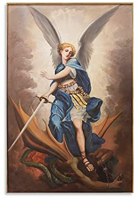 Vintage-Poster Erzengel Michael Defeats Satan Poster Dekorative Malerei Leinwand Wandposter und Kunstbild Druck Moderne Familie Schlafzimmer Dekor Poster 30 x 45 cm