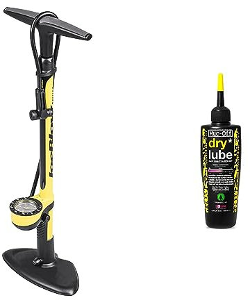 TopeakTopeak Joe Blow Sport III Floor Pump, Yellow & Muc-Off Dry Lube 120ml chain oil (Packaging may vary) Muc Off