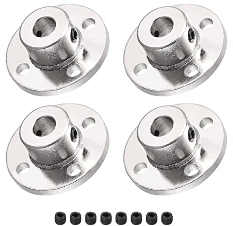 DMiotech 4 Pack 7mm Innen Durchmesser H13D16 Flansch Kupplung Anschluss Starre Leitfaden Welle Unterstützung Kuppler Welle Kupplung mit Schrauben für DIY RC Modell Motoren Silber