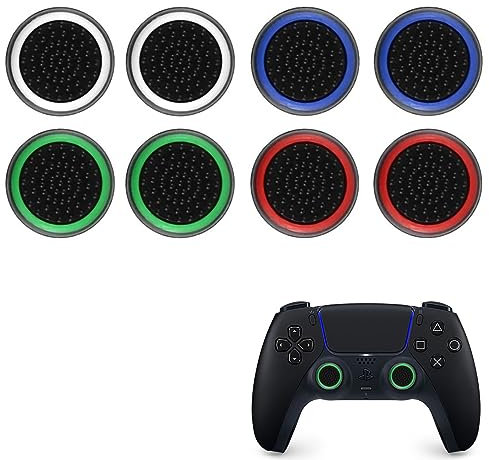 8 Pcs Thumb Grips Compatible with PS5 & PS4 Controller Thumb Grips Silicone Cover Joystick Protection Attachments Controller, Convex and Concave-Raised Dots & Studded Design