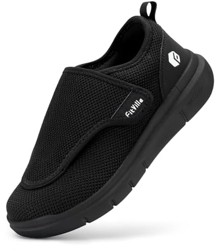 FitVille Scarpe Diabetiche per Uomo Scarpe Extra Larghe per Piedi Gonfi Scarpe da Passeggio Regolabili per La Neuropatia Dolorosa dei Piedi degli Anziani 45 EU XX-Larga