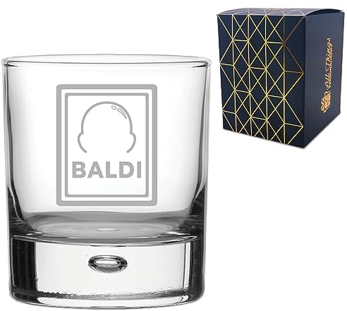 Verre à whisky fantaisie gravé avec motif Baldi, coffret cadeau inclus, gravure au laser, cadeau pour papa, grand-père, collègue, retraite, cadeau amusant, ajoutez un message facultatif