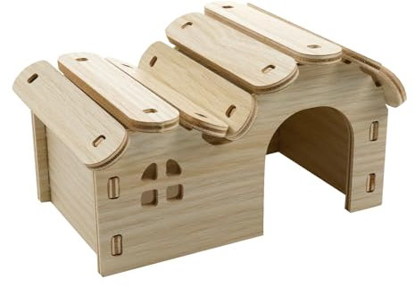 Meprotal Hamster Holzhaus Spaß Rutsche Haus Holz Spielplatz Plattform Doppeldecker Hütte für Chinchilla Meerschweinchen Rennmäuse Zwerg Mäuse Kleintiere