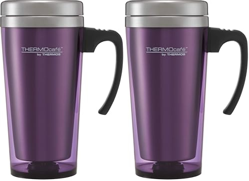 THERMO ThermoCafé Mug Voyage Translucide, Plastique, Violet translucide, 420 ML, 1 Unité (Lot de 1) (Pack of 2)