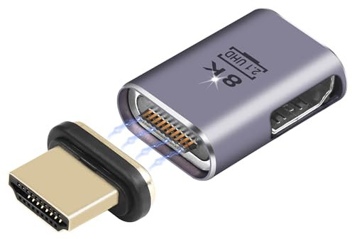 SinLoon Adattatore HDMI Magnetico 10 Pin HDMI 2.1 Connettore Extender Maschio a Femmina Video UHD 8K Compatibile con Console di Gioco per Computer Smart Box Monitor TV Proiettore (HDMI Left)