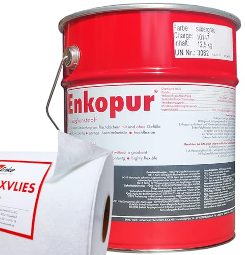 Enkopur Flüssigkunststoff Silbergrau 12,5kg + Polyflexvlies 30cm x 9m