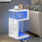 Blisswood High Gloss Coffee Table Small Side table With Storage Shelves, S Shape Tier Sofa End Table With Led RGB Lights Ractangle For Living Room Furniture (White)