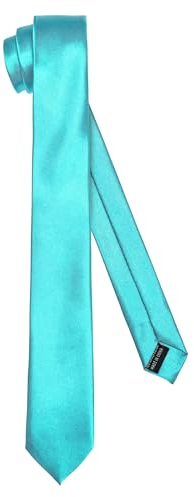 Ladeheid Klassische Herren Krawatte, glänzend, Perfekt für Büro & Festlichkeiten, Vielfältige Farben - Ideal für Geschäftsmeetings, Hochzeiten TMS-6 (150cm x 6cm, Türkis)