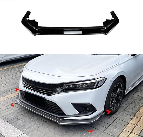 Auto Frontspoiler Lippe für Honda Civic XI 2021-2023, Spoilerlippe Splitter Kratzfest Kollisionssicher Lippenspoiler Frontstoßstangenlippe Car Zubehör,A Gloss Black