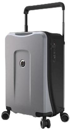 HAC24 Plevo Runner Handgepäck Koffer Silber 35 l mit Powerbank Trolley Reisekoffer Hartschalenkoffer Rollkoffer