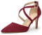 Hoefirm Womens Stiletto Pointed Toe Pumps Cross Strap Court Shoes High Heels Sexy Party Shoes Suede Red 5uk