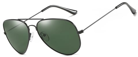 YUIOOISH Gafas de sol de aviador para hombre mujer retro gafas de sol polarizadas marco de metal para conducir pesca protección UV400,Black/Dark Green