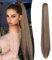Gairyan 60cm Pferdeschwanz Haarteil Zopf Extensions Lang Glatt Klammer Claw Clip in Ponytail Extensions Synthetik Haare Extensions Gerade Haarteil Haarverlängerung (Dunkelblond & Mittelbraun)