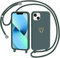 CaseLover Coque avec Cordon Compatible avec iPhone 14, Coque de Cellulaire Corde Silicone Étui en Motif Coeur avec Réglable Collier Téléphone Chaîne Lanyard Case Housse pour iPhone 14 6.1, Vert