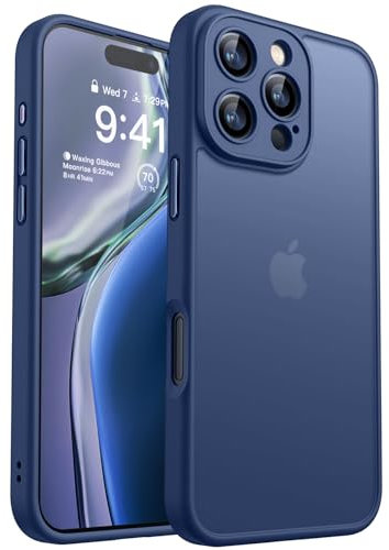 CANSHN Matte for iPhone 16 Pro Case, Upgraded [Full Camera Protection] [Translucent Matte] Shockproof Protective Phone Case for iPhone 16 Pro 6.3 - Deep Blue