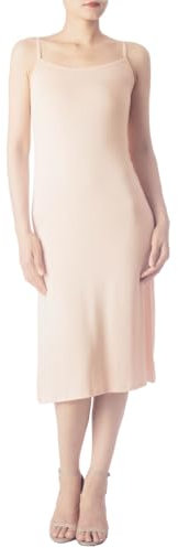 iB-iP Femme Modal Bretelle Spaghetti Longueur Genou Décontracté Fond De Robe, Taille: L, Rose pâle