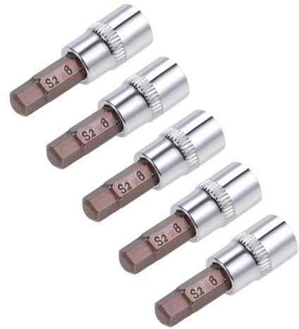 TOP-VIGOR 5Pcs Hex Bit Socket, 1/4 Drive x H6 (6mm) Allen Key Socket, Premium S2 Steel Bits, Hex Bit with 38mm Length for Torque Wrench, Ratchet Wrench, Impact Power Drills, Slide Bar