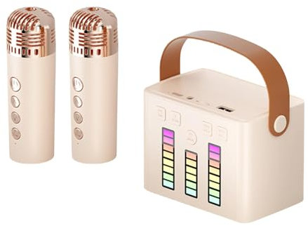 Gadget Per Karaoke Portatile - Piccola Macchina Per Karaoke, Set Di Altoparlanti Per Karaoke Con Suono Con Microfoni Wireless E Luci A LED | Macchina Per Karaoke Portatile A Lungo Raggio Stabile Pe