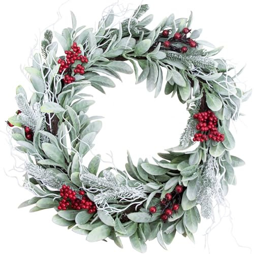 24 Inch / 60 cm Christmas Garland Wreath, Merry Christmas Wreath Front Door Ornament, Christmas Wreath Decorative Hanging Ornament Window Door Wreath for Party Holiday Décor