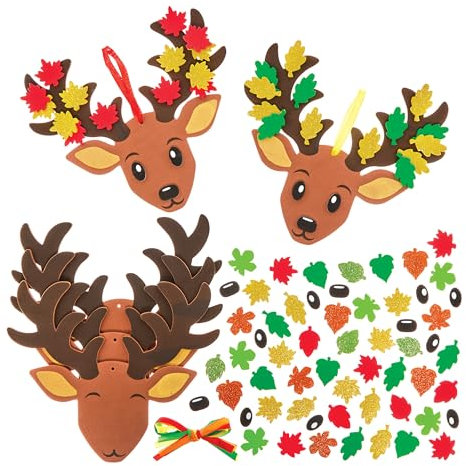 Baker Ross FN302 Hirsch-Deko-Set - 5er Pack, Herbstdekoration für Kinder, Herbstdekoration