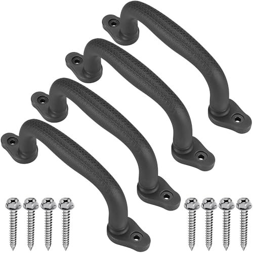 SELEWARE Maniglie di sicurezza nere per parco giochi, in plastica antiscivolo, per parco giochi per bambini, resistenti, per interni ed esterni, per casetta sull'albero, telaio da arrampicata